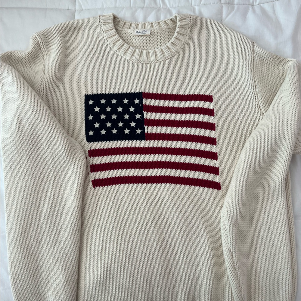 Brandy Melville Cream Sweater with Flag Design